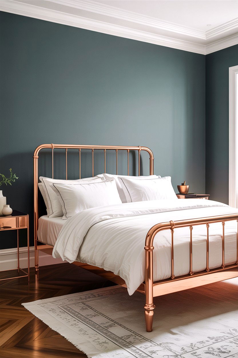 Copper Bed Frame - 30 copper accent bedroom ideas