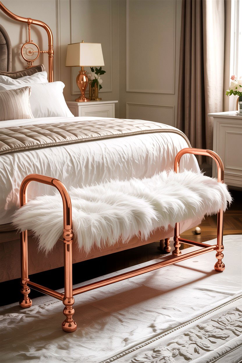 Copper Bench For End Of Bed - 30 copper accent bedroom ideas