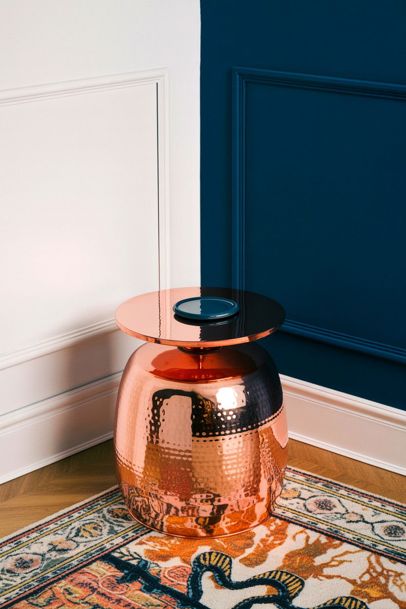Copper Metal Side Table - 30 living room accent table ideas