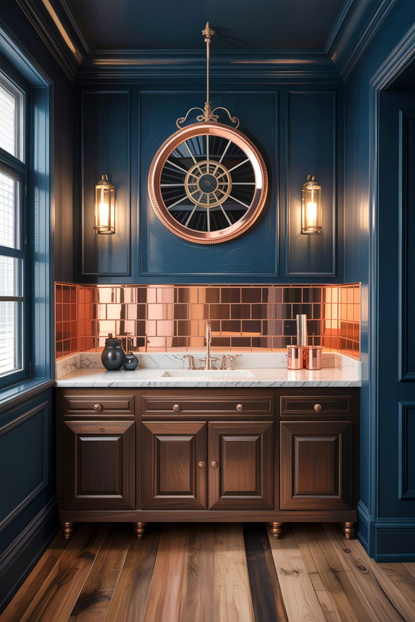 Copper Metallic Backsplash - 30 accent tile bathroom ideas