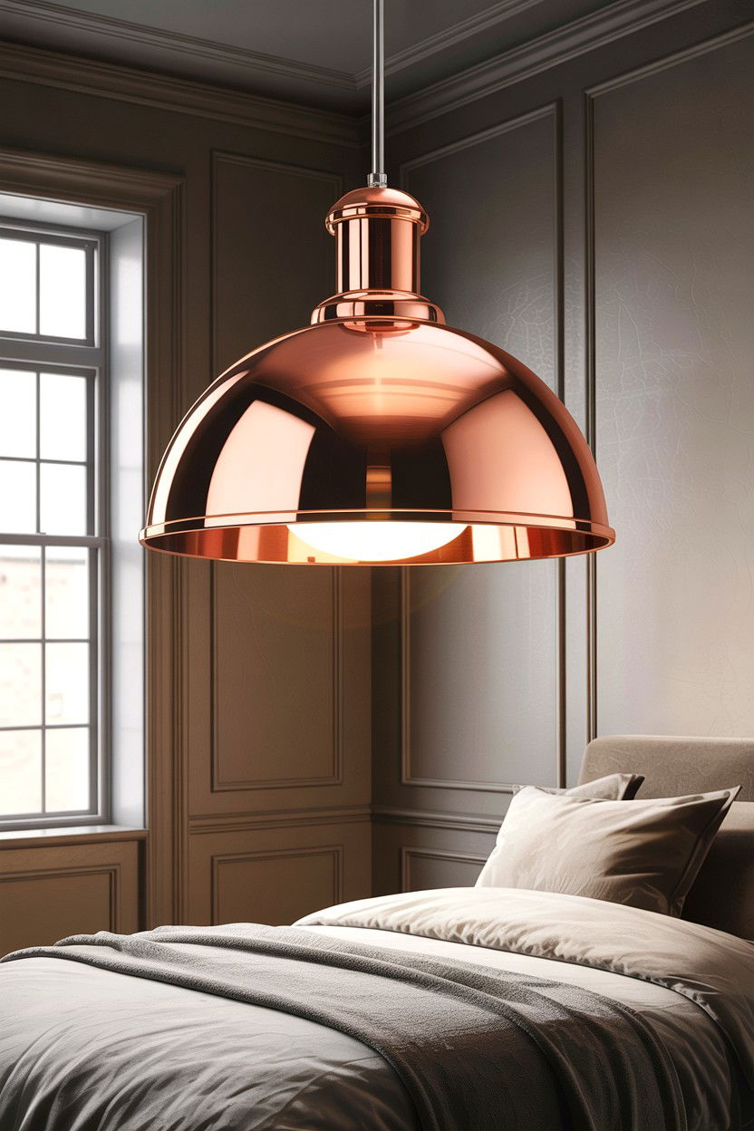 Copper Pendant Light Over Bed - 30 copper accent bedroom ideas