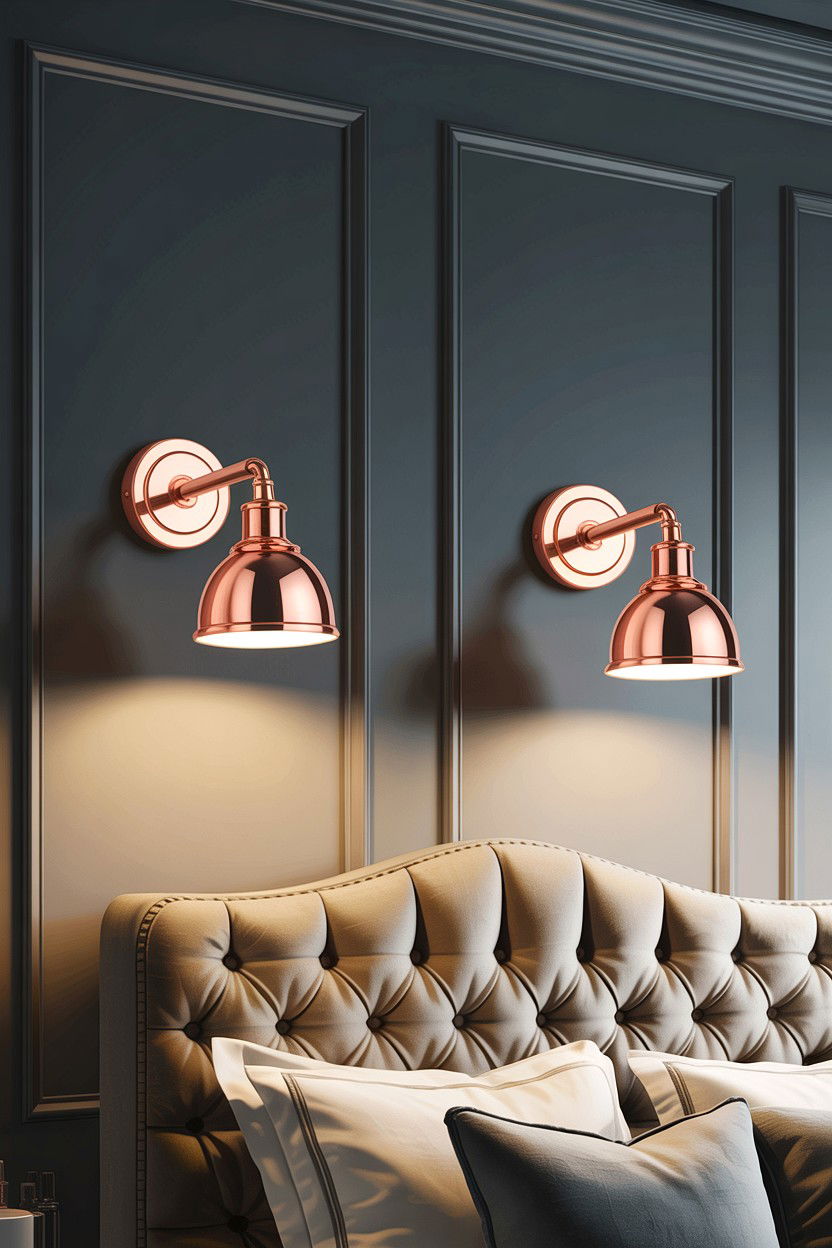 Copper Wall Sconce Lighting - 30 copper accent bedroom ideas