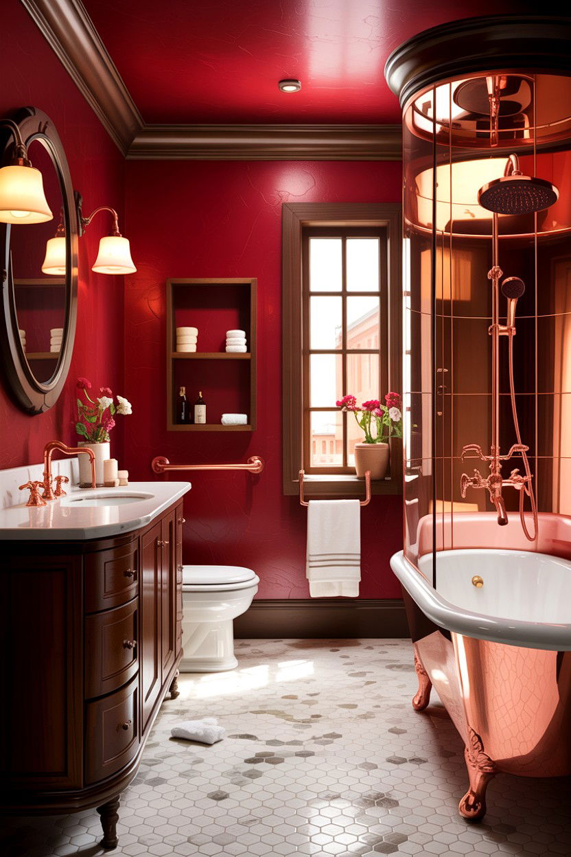 Copper and ruby bathroom - 30 jewel tone bathroom ideas