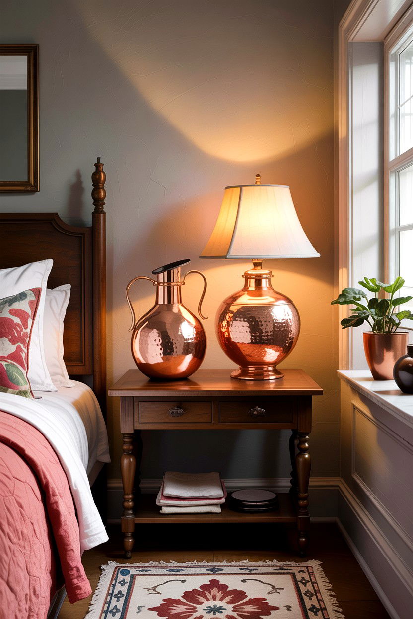 Copper vessel accents - 30 Indian bedroom ideas