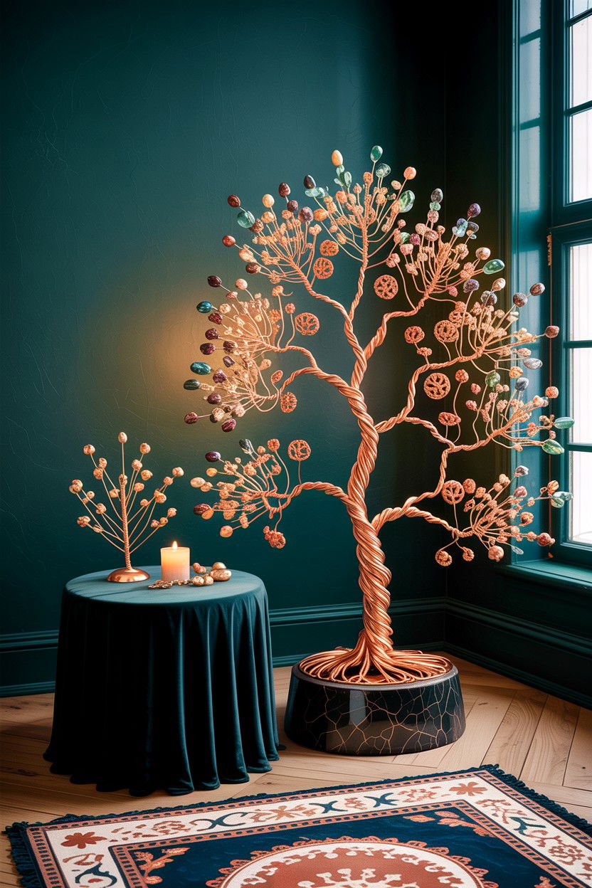 Copper wire tree - 30 living room figurines