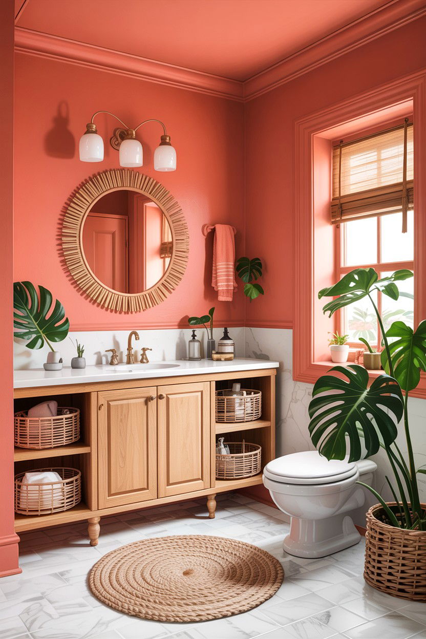 Coral Bathroom - 30 colorful bathroom ideas