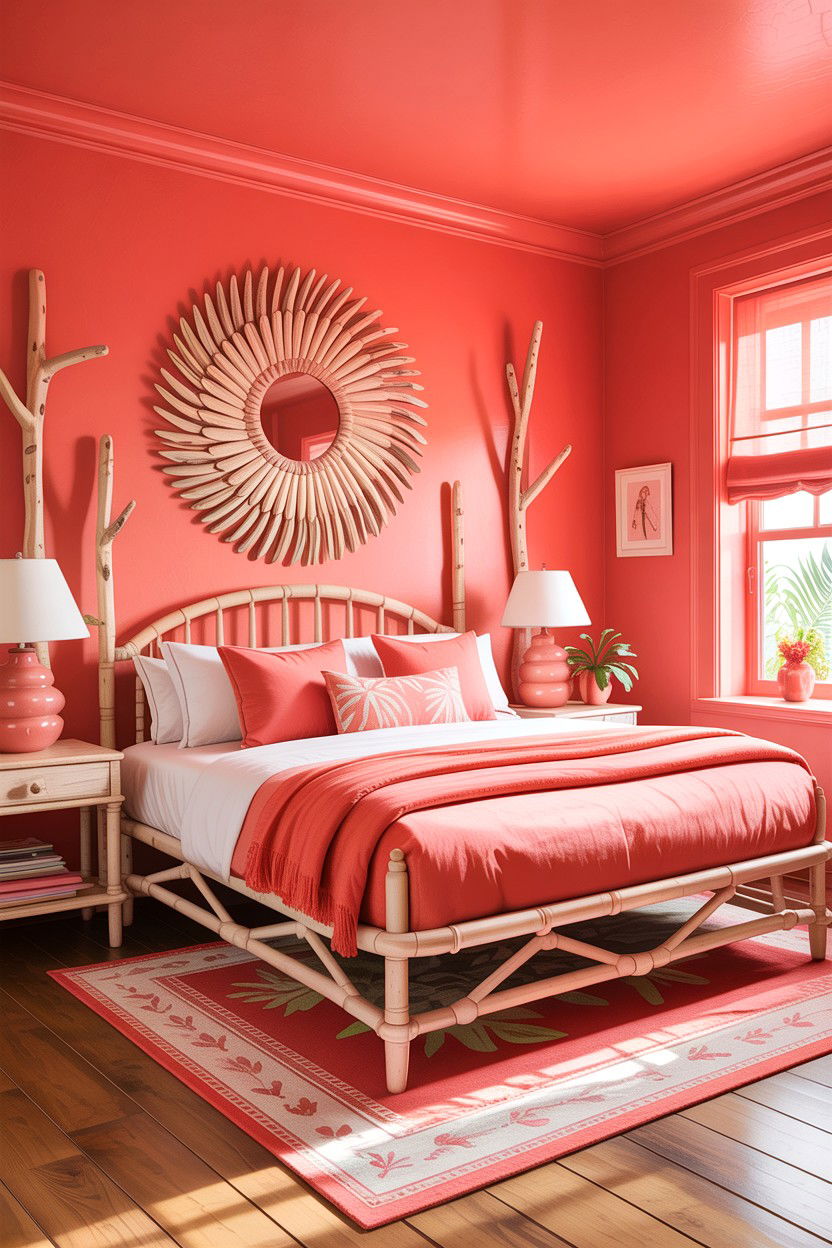 Coral pink bedroom - 30 bedroom pink walls