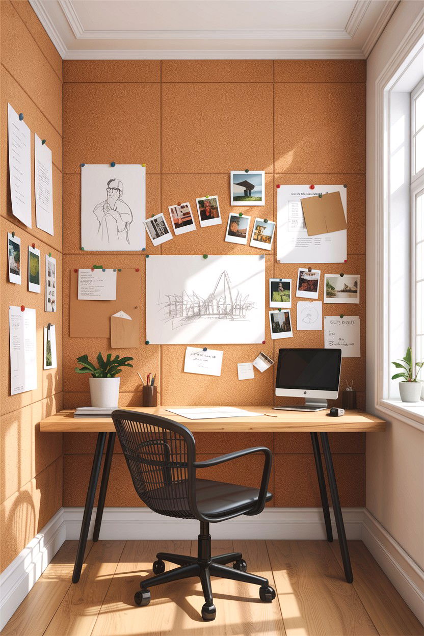 Cork Board Wall - 30 bedroom wall ideas