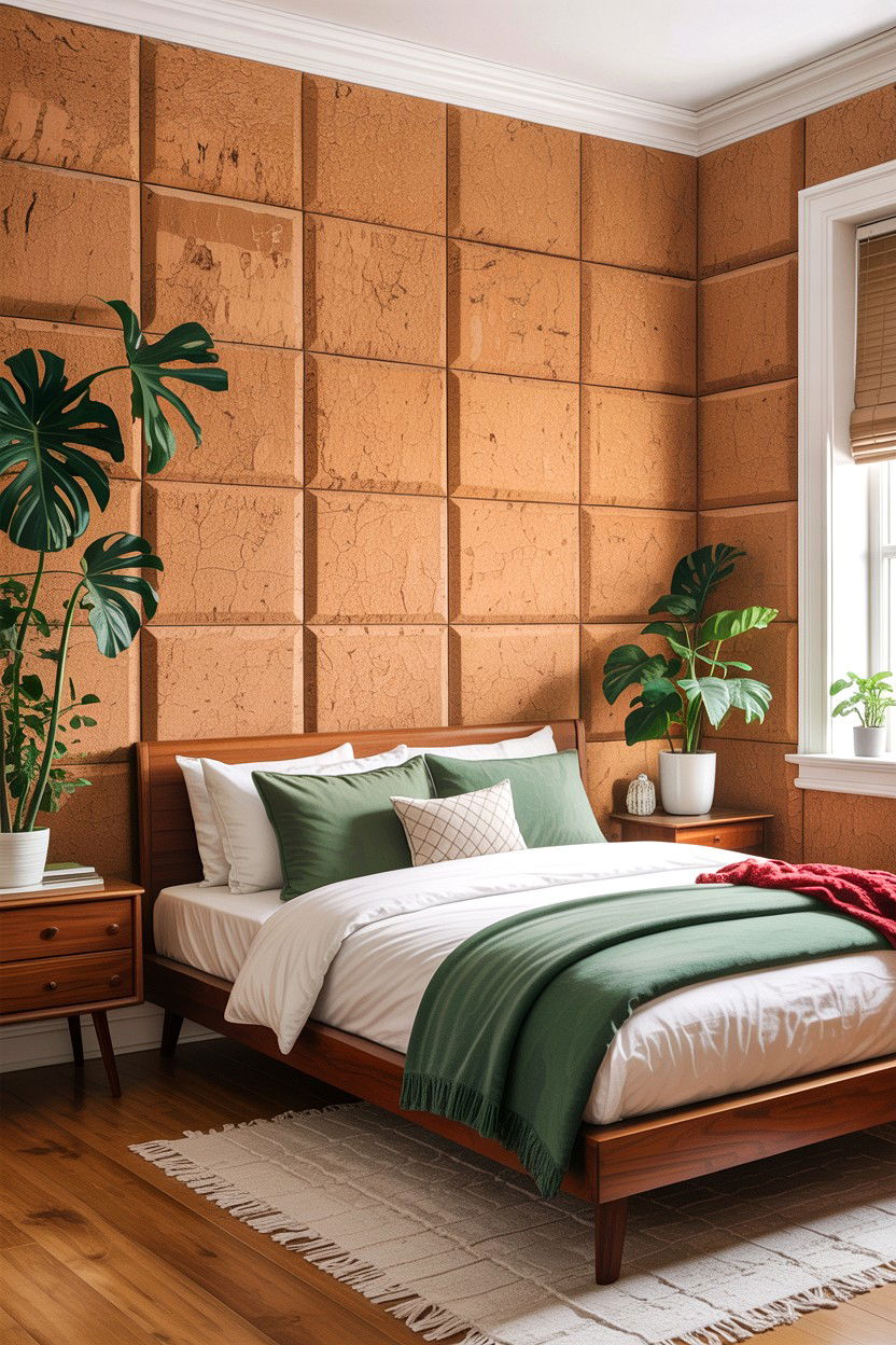 Cork wall tiles - 30 bedroom textured walls