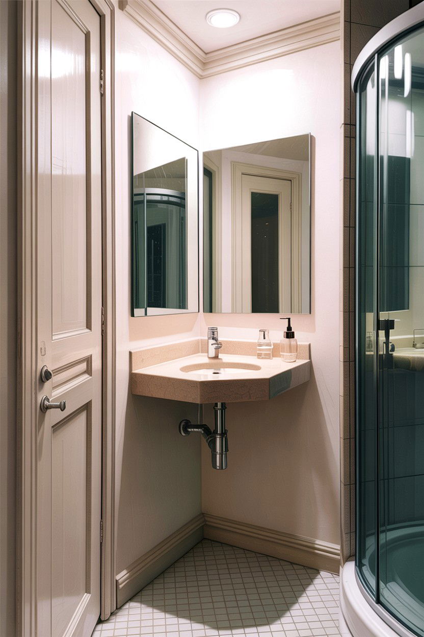 Corner Bathroom Mirror - 30 frameless bathroom mirror ideas