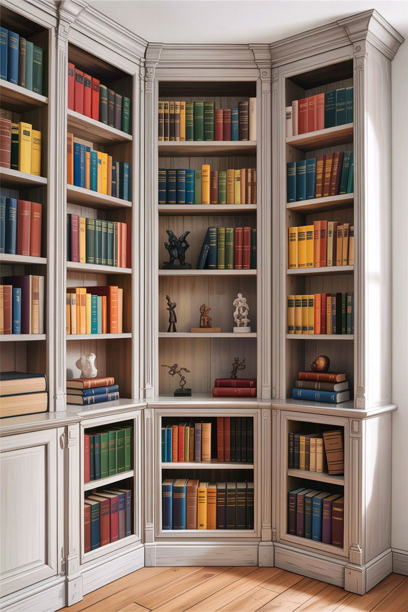 Corner Bookcase - 30 bedroom corner ideas