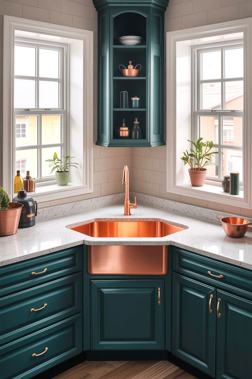 Corner Copper Kitchen Sink - 30 copper sink ideas