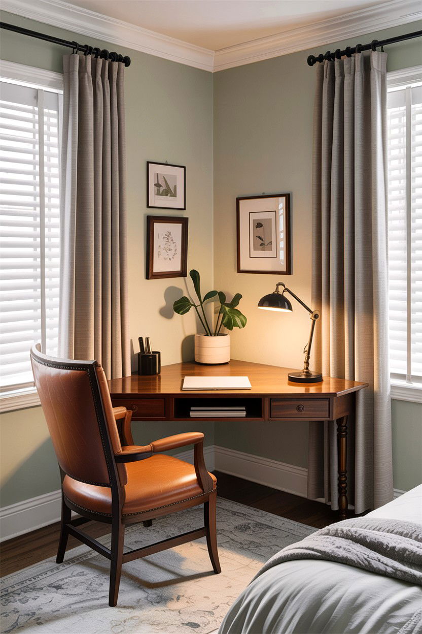 Corner Desk Setup - 30 bedroom home office ideas