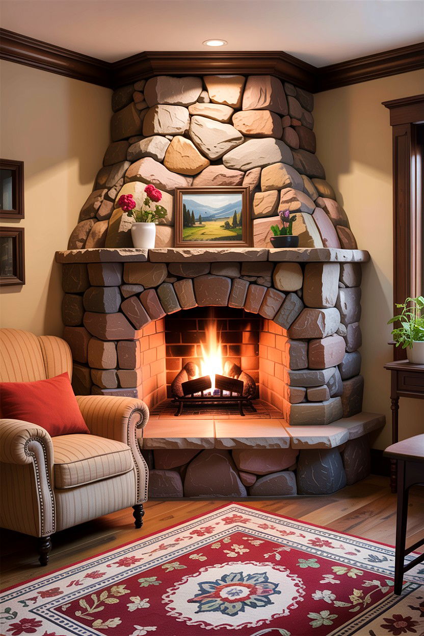 Corner Fireplace Stone - 30 living room fireplace surround ideas