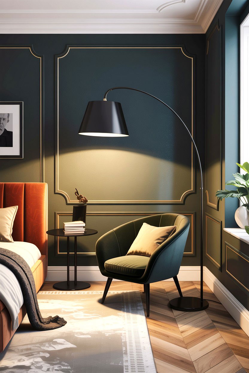 Corner Floor Lamp - 30 bedroom dimmer lights ideas