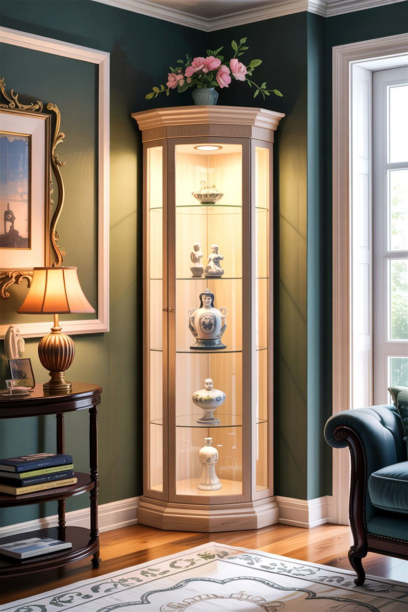 Corner Glass Curio Cabinet - 30 living room glass furniture ideas