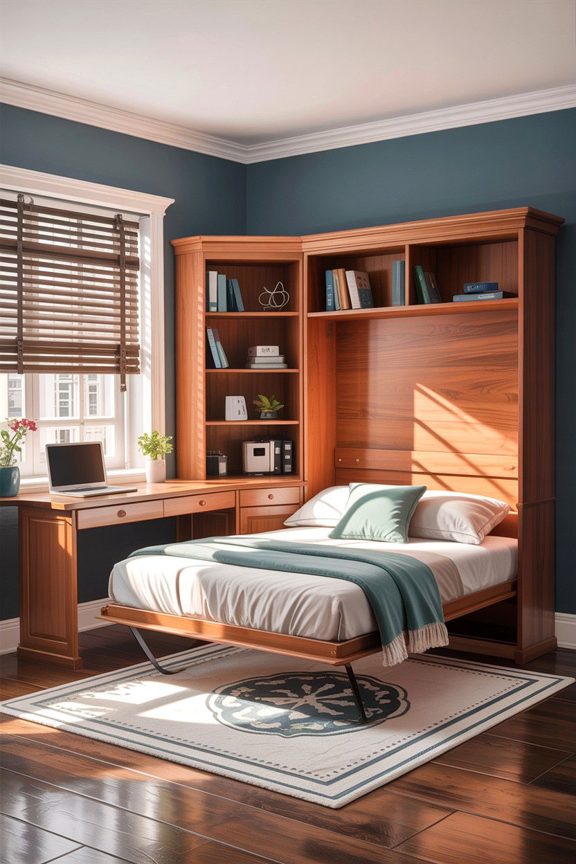 Corner Murphy Bed - 30 bedroom hidden bed ideas