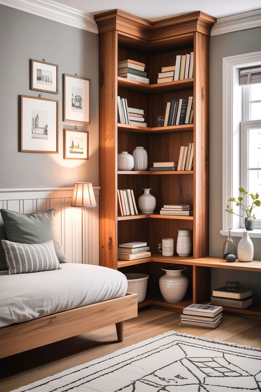 Corner Shelving - 30 bedroom storage containers