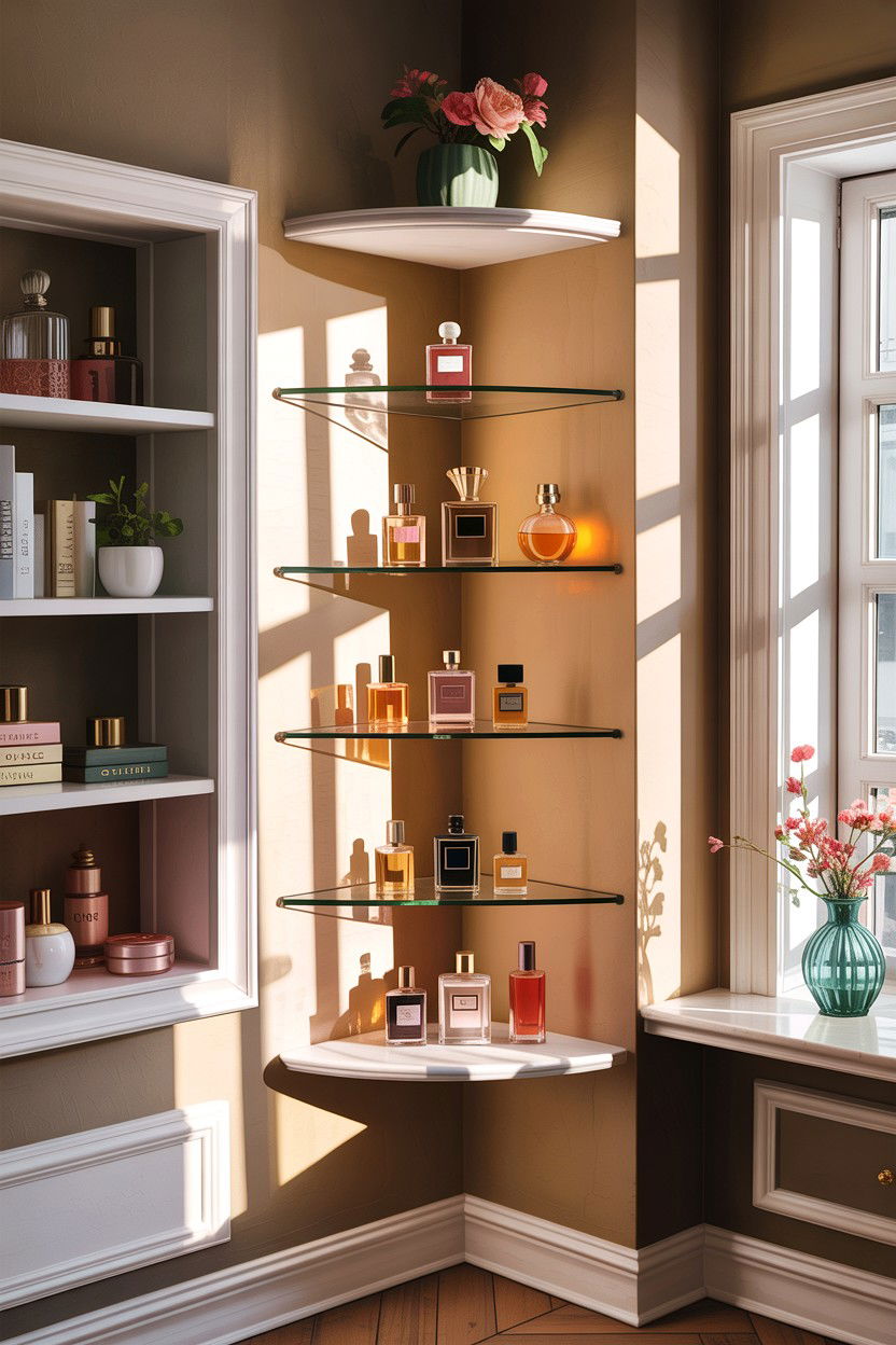 Corner Shelving - 30 bathroom built-in storage ideas