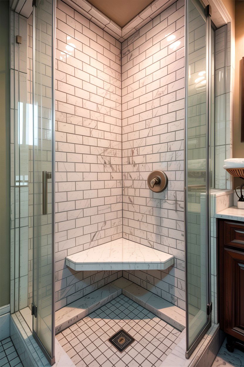 Corner Shower Seat - 30 bathroom bench ideas