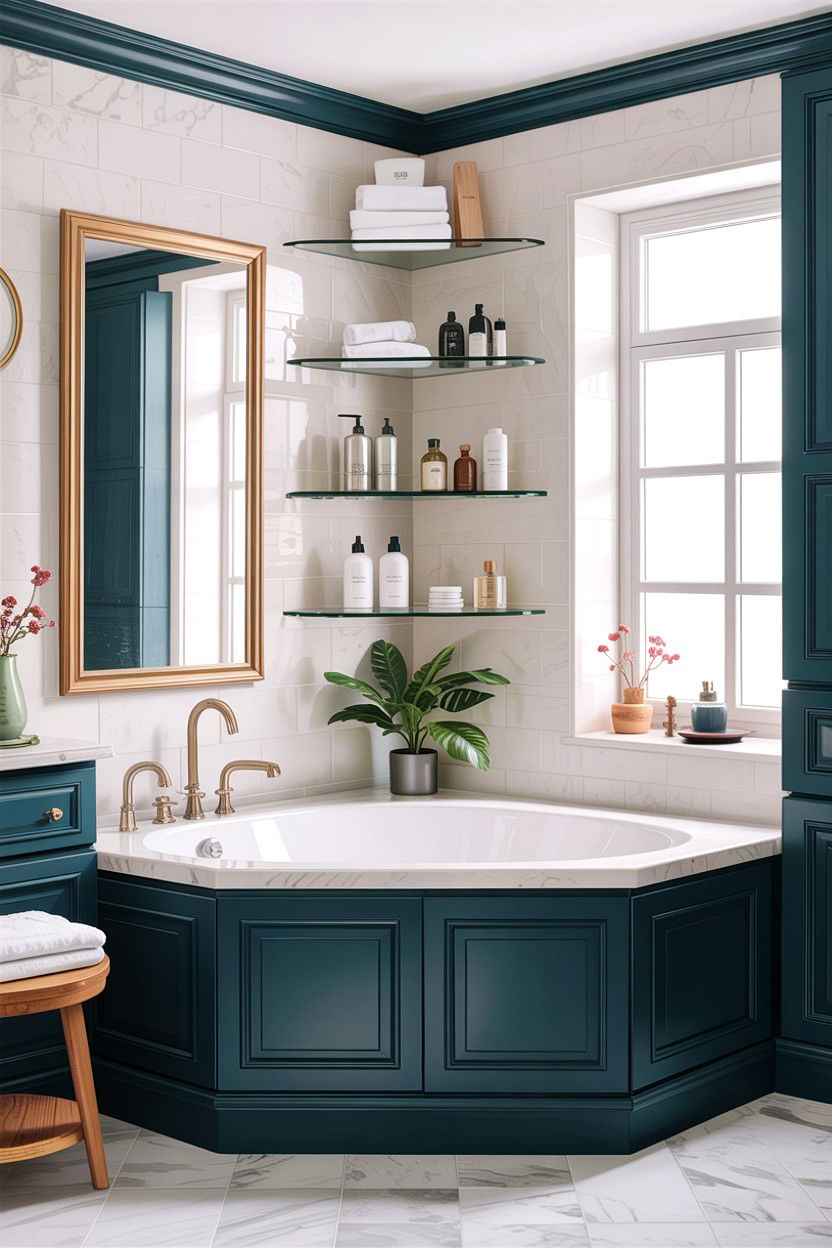 Corner Tub Shelving - 30 corner tub ideas