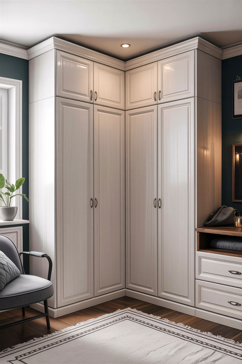 Corner Wardrobe Unit - 30 bedroom compact furniture ideas