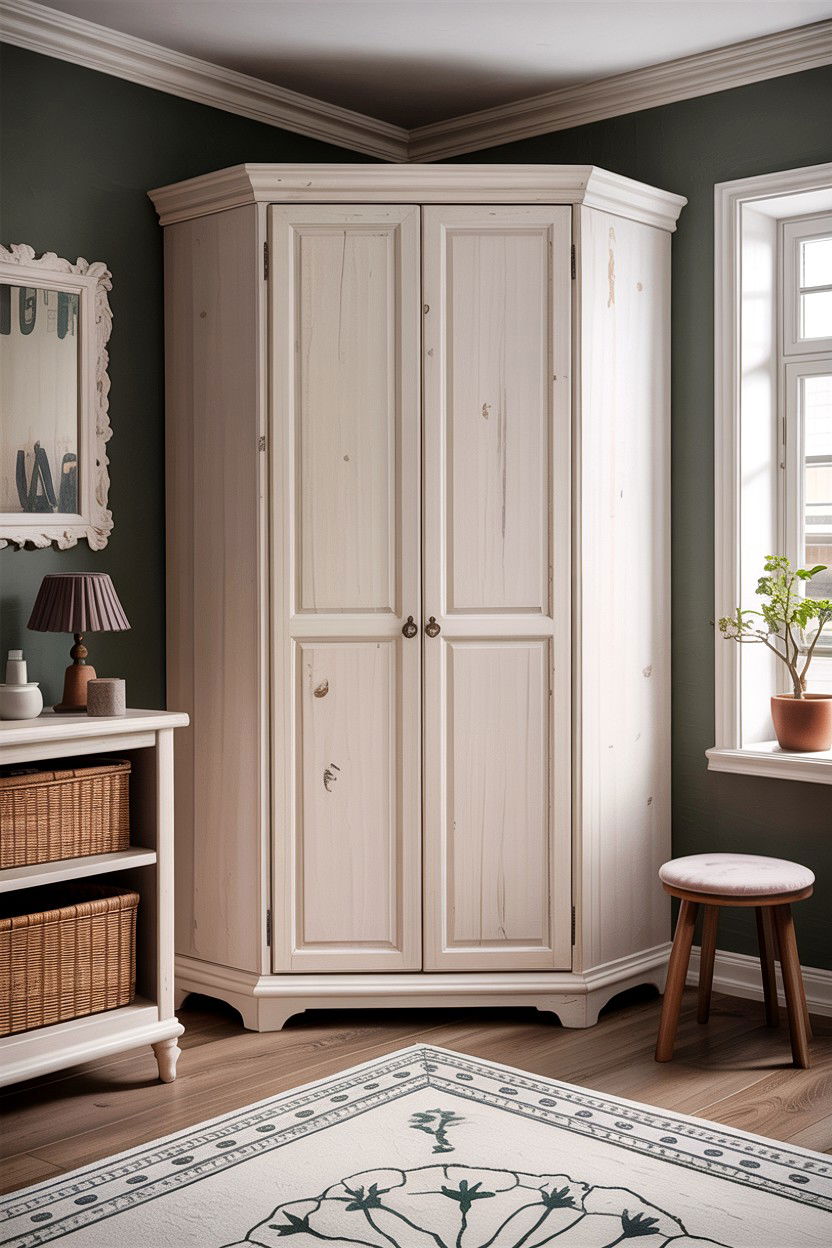 Corner armoire wardrobe - 30 bedroom organization ideas