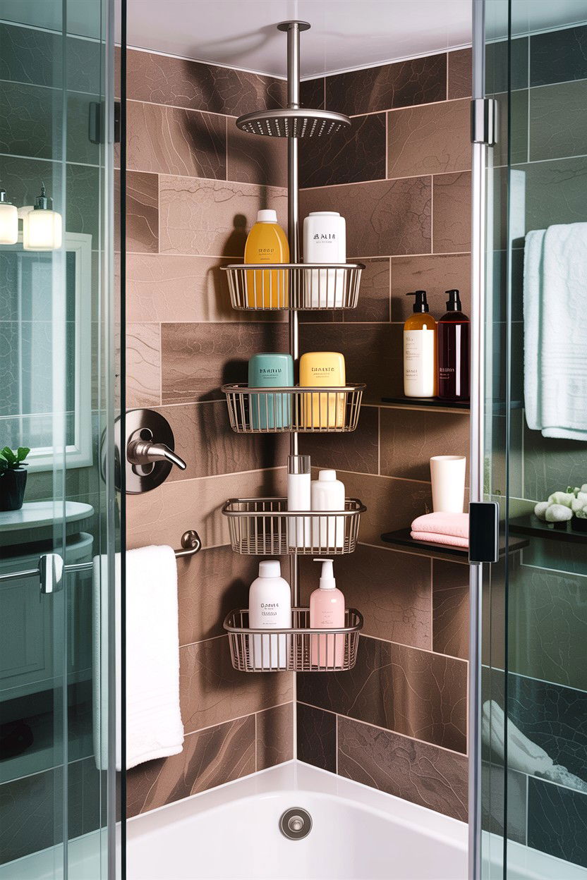 Corner shower caddy - 30 easy bathroom updates