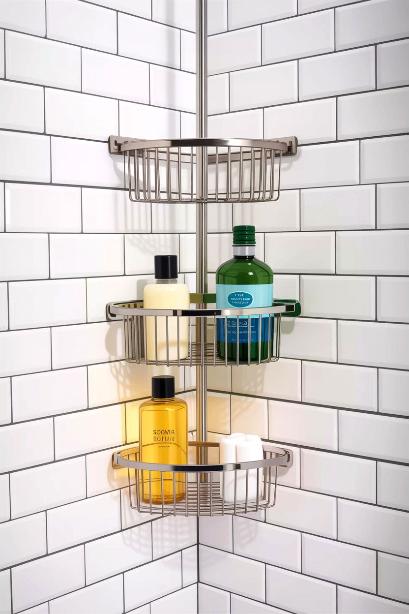 Corner shower caddy baskets - 30 bathroom basket storage ideas