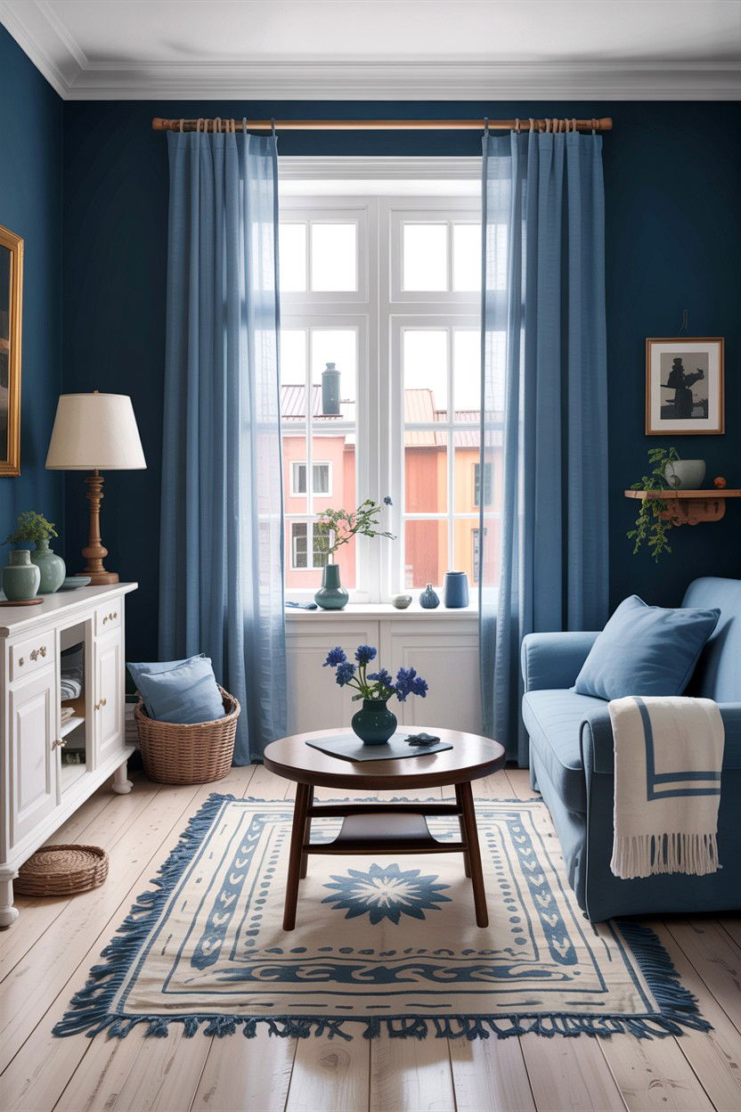 Cornflower blue scandinavian living room - 30 scandinavian blue living room ideas