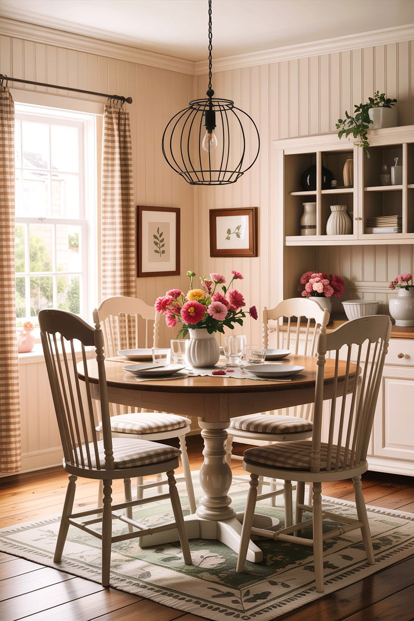 Cottage Dining Room - 30 tan and white dining room ideas