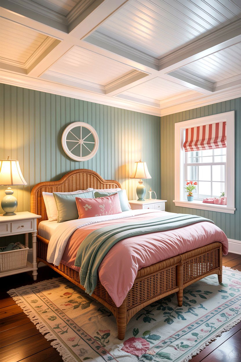 Cottage Style Beadboard Ceiling - 30 bedroom coffered ceiling designs