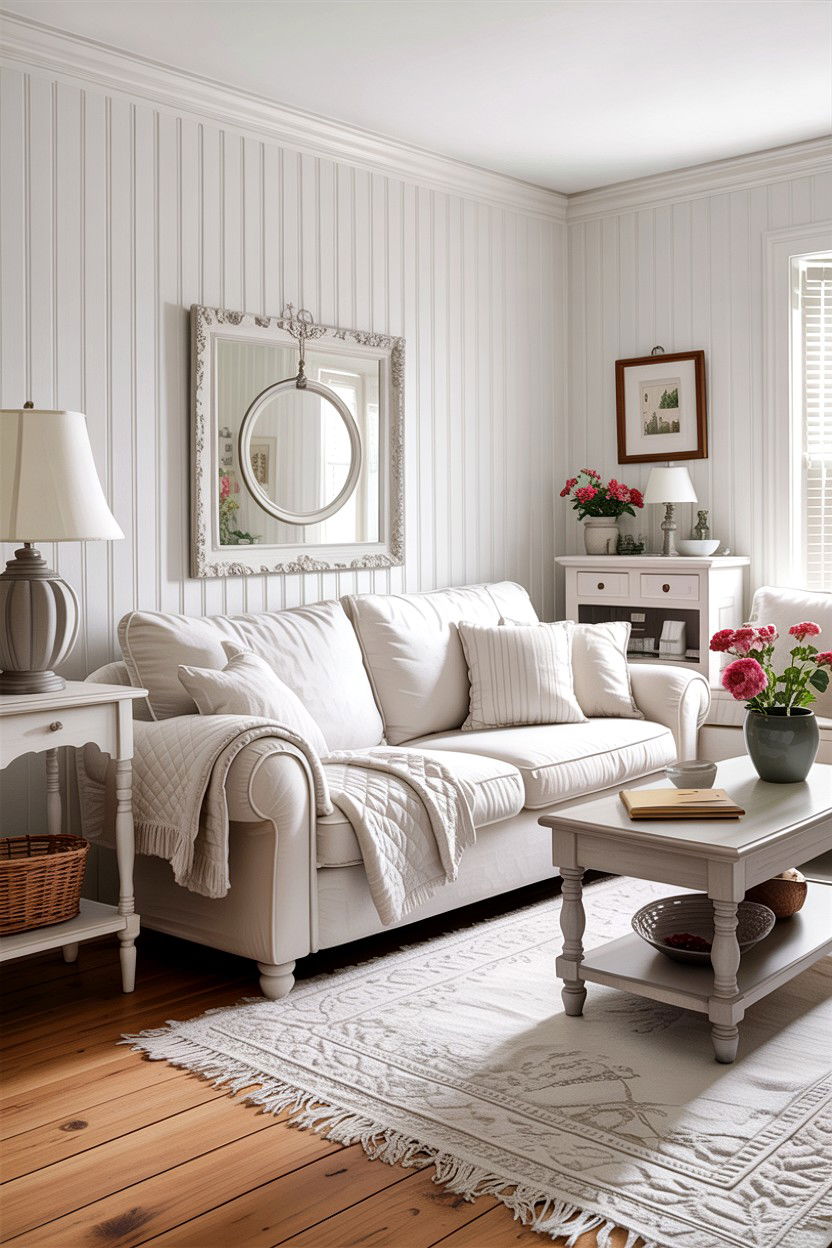 Cottage White Living Room - 30 all white living room ideas