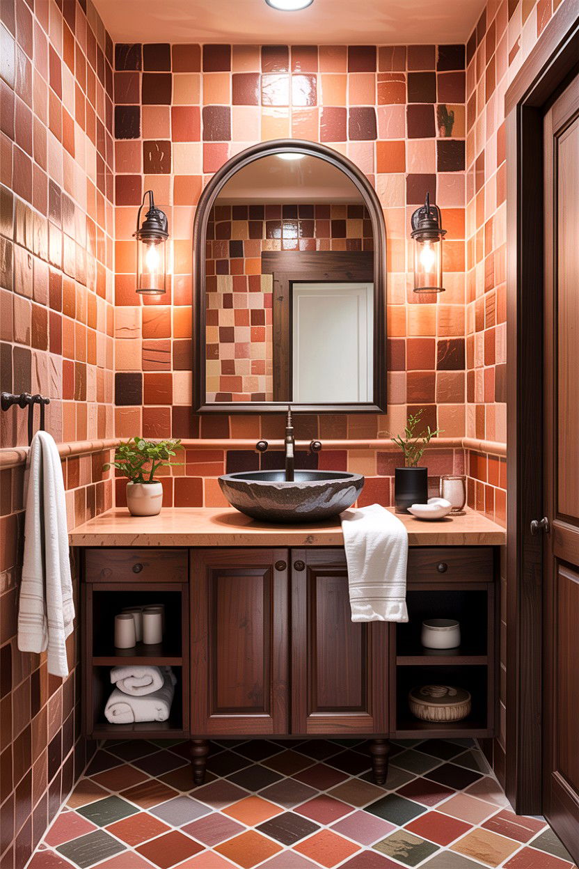 Cotto tile bathroom - 30 handmade tile bathroom ideas