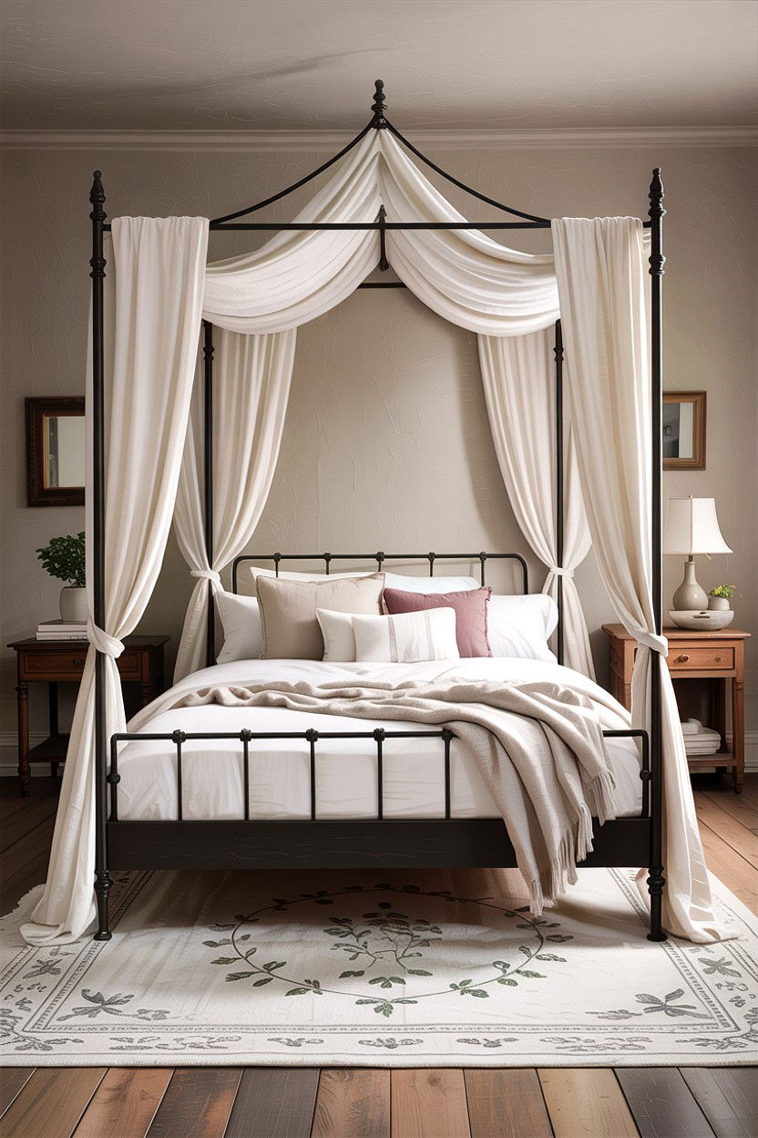 Cotton canopy bed frame - 30 cotton bedroom ideas