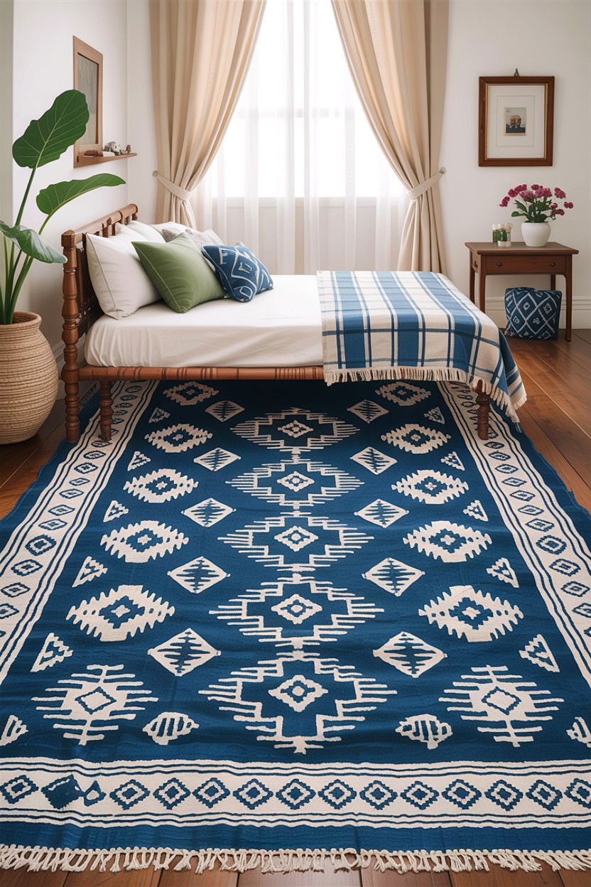 Cotton dhurrie rug - 30 Indian bedroom ideas