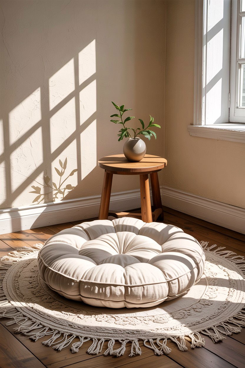 Cotton floor cushion - 30 cotton bedroom ideas