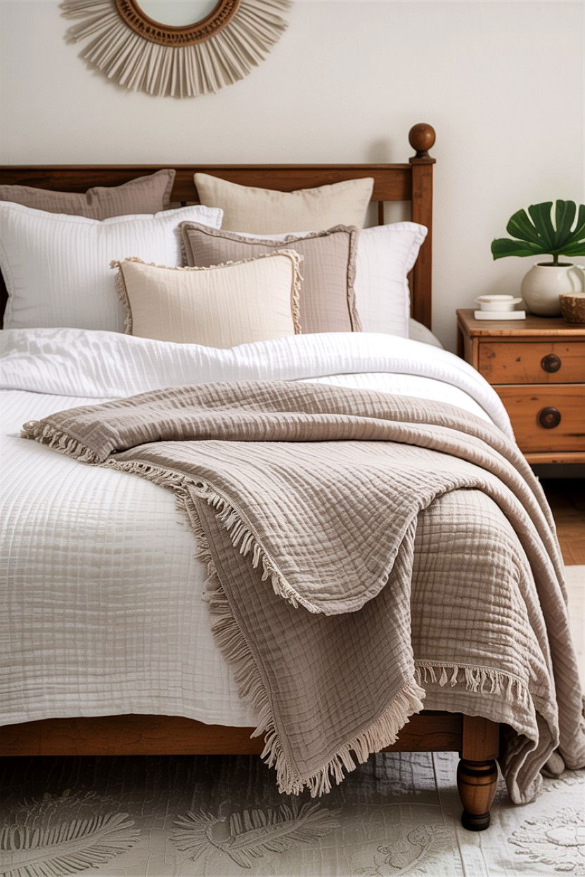 Cotton gauze quilt - 30 cotton bedroom ideas