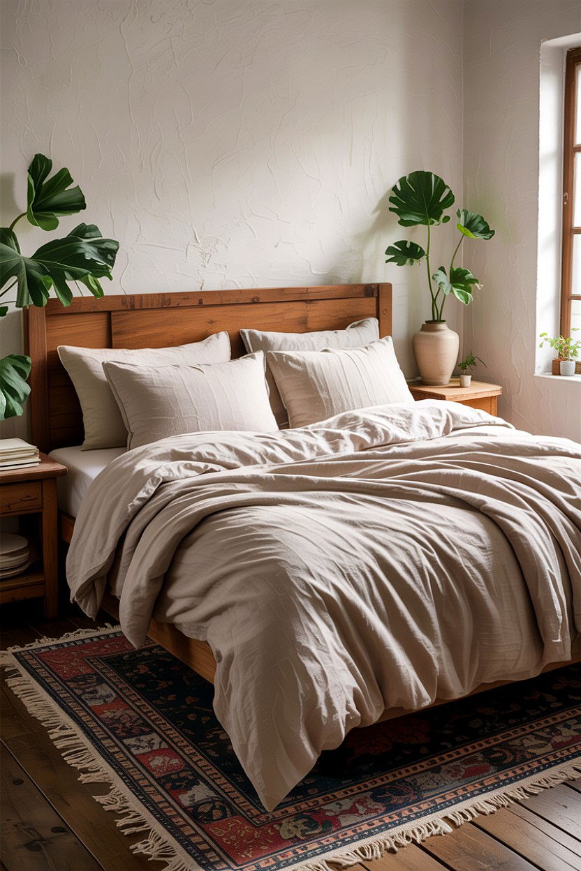 Cotton linen blend bedding - 30 cotton bedroom ideas