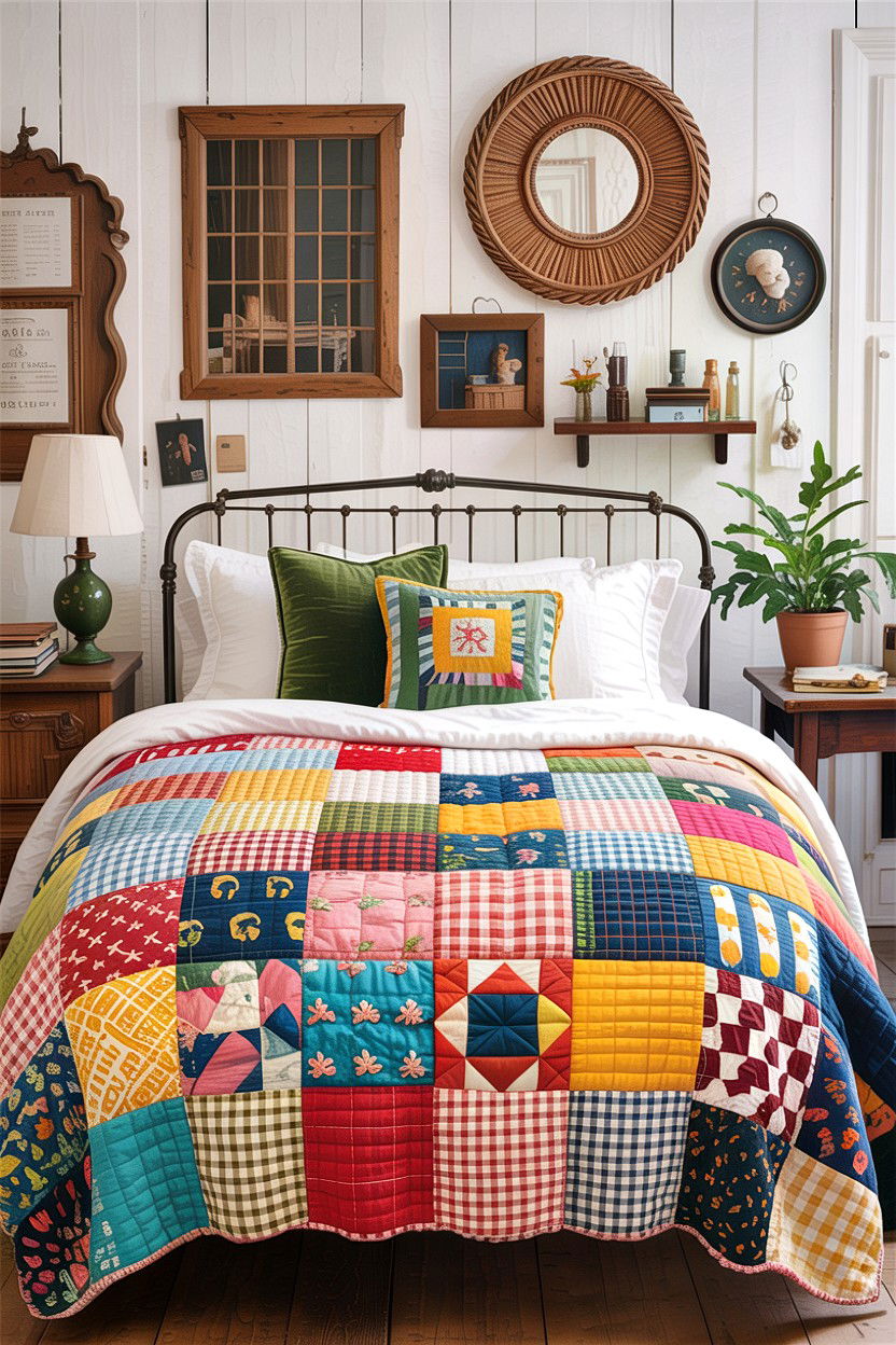 Cotton patchwork quilt - 30 cotton bedroom ideas