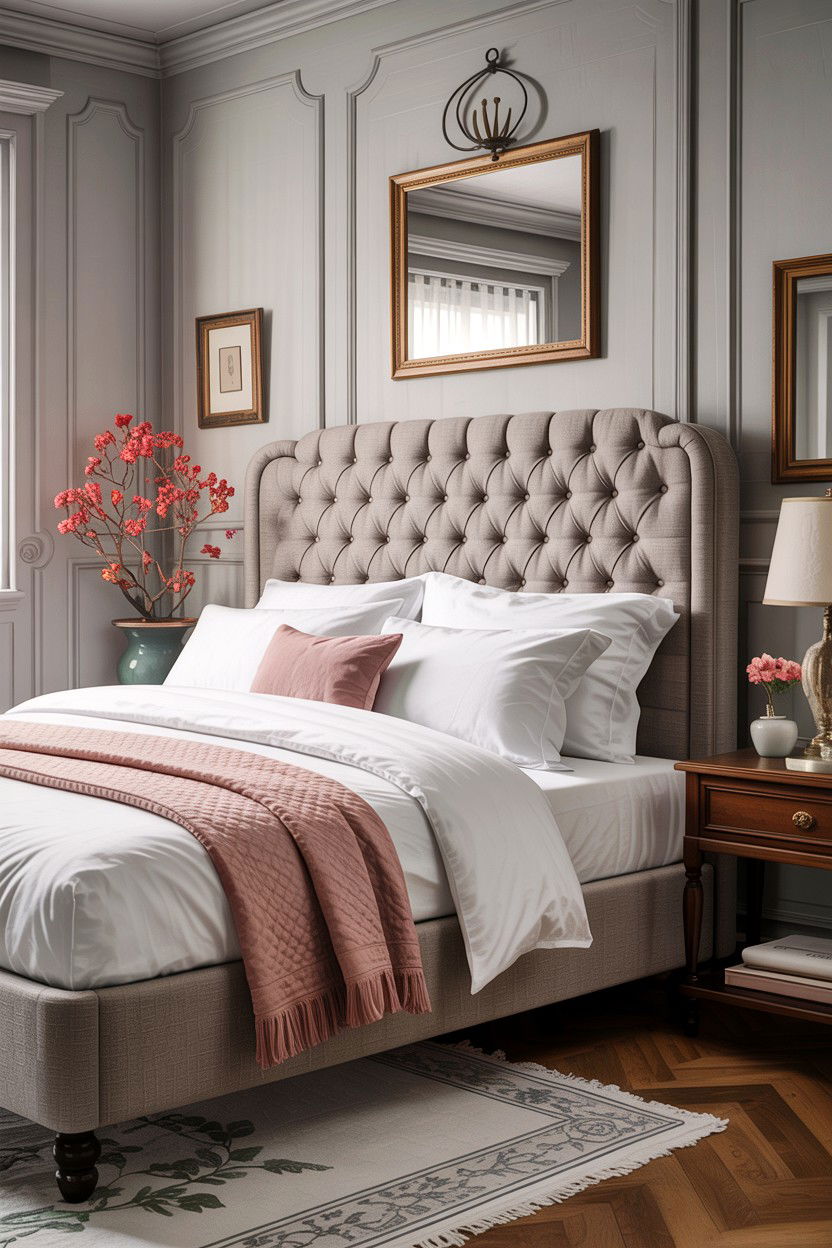 Cotton upholstered headboard - 30 cotton bedroom ideas