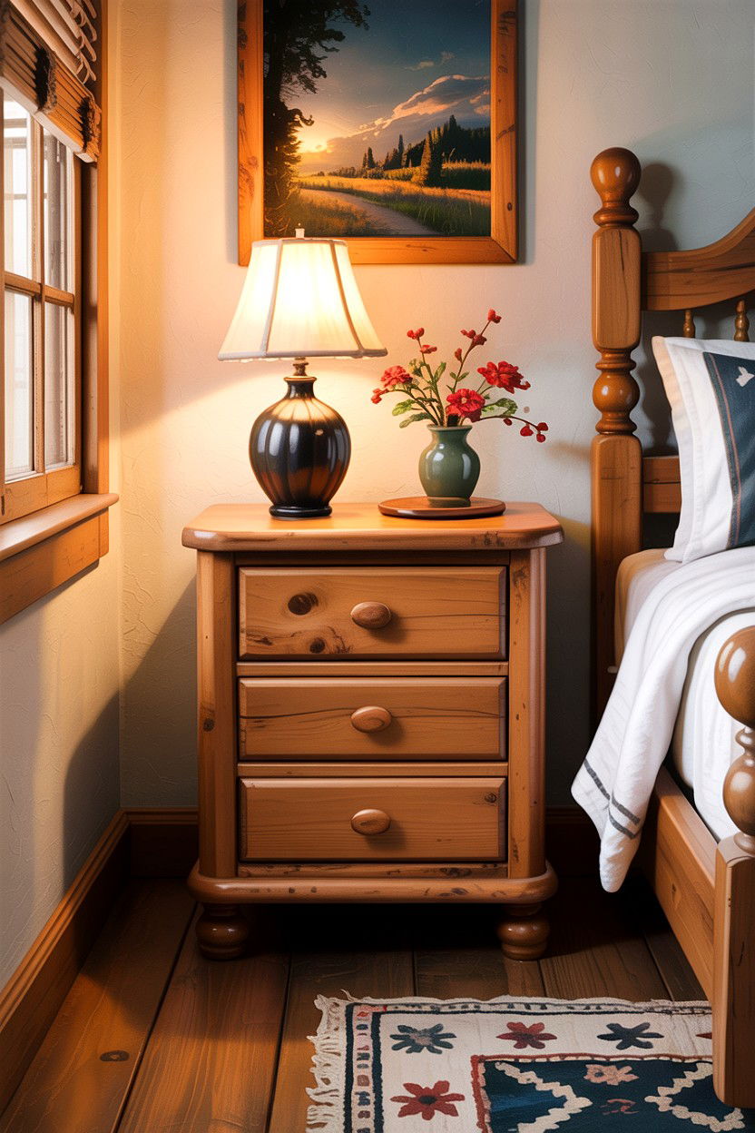 Country Style Nightstand - 30 bedroom rustic nightstands