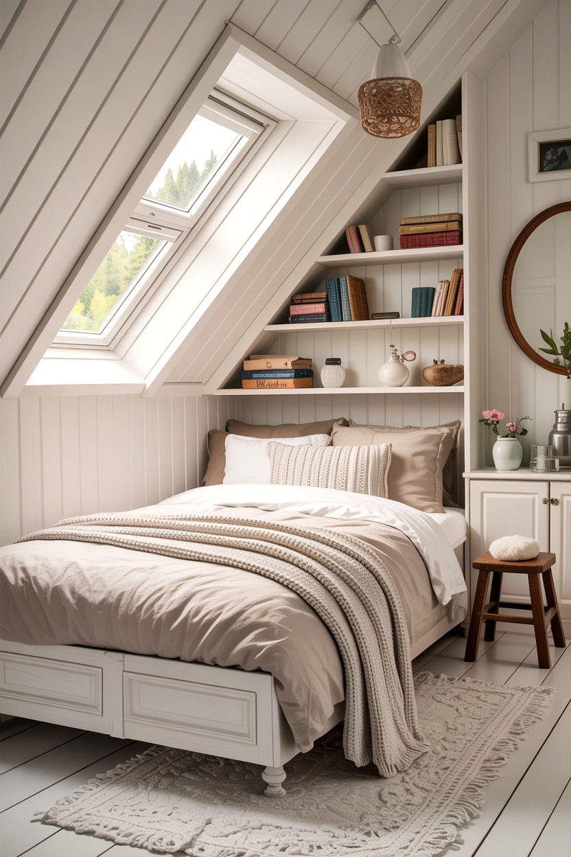 Cozy Attic Sloped Bedroom - 30 Swedish bedroom ideas