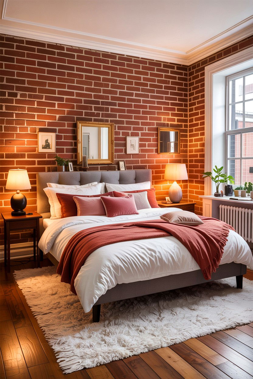 Cozy Brick Bedroom - 30 exposed brick bedroom ideas