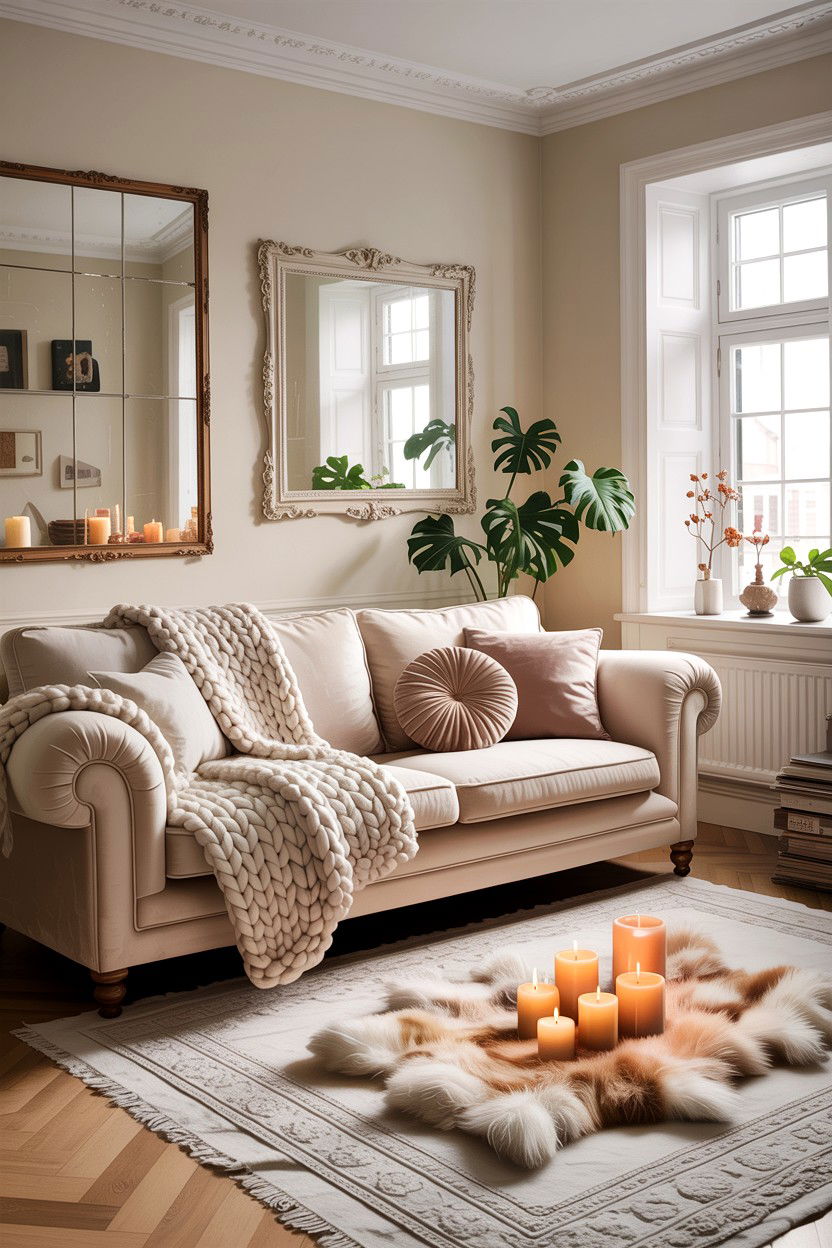 Cozy Cream Living Room - 30 scandinavian cream living room ideas