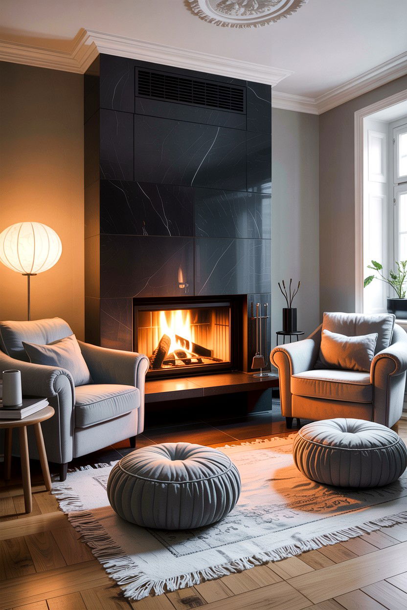 Cozy fireplace lounge area - 30 Finnish living room ideas