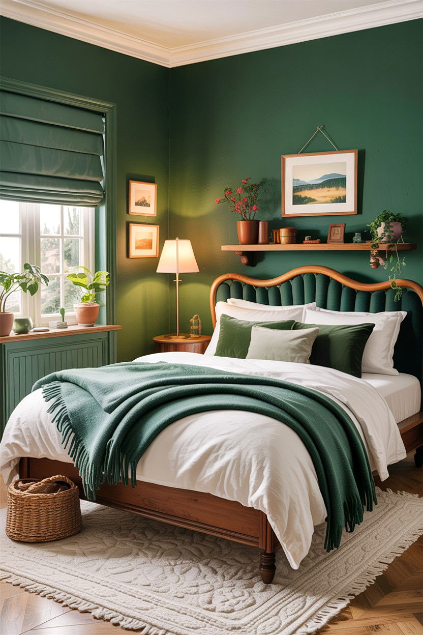 Cozy green bedroom - 30 rustic green bedroom ideas