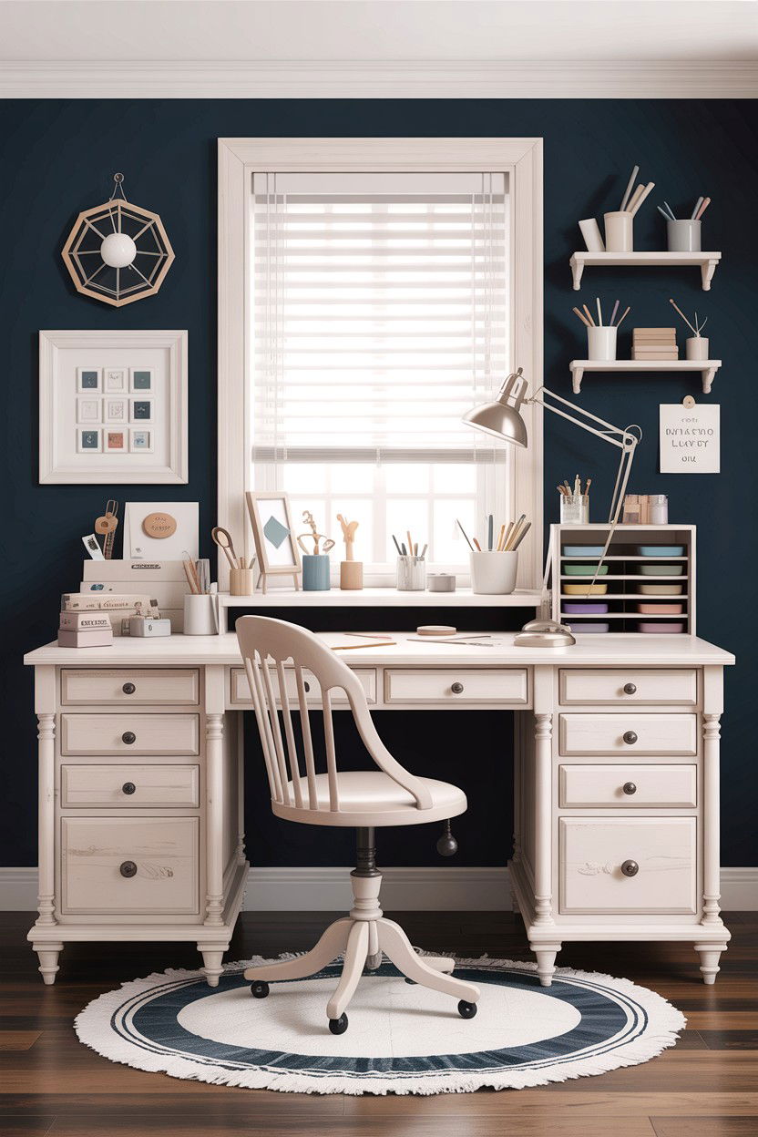Craft desk with drawers - 30 bedroom craft corner ideas