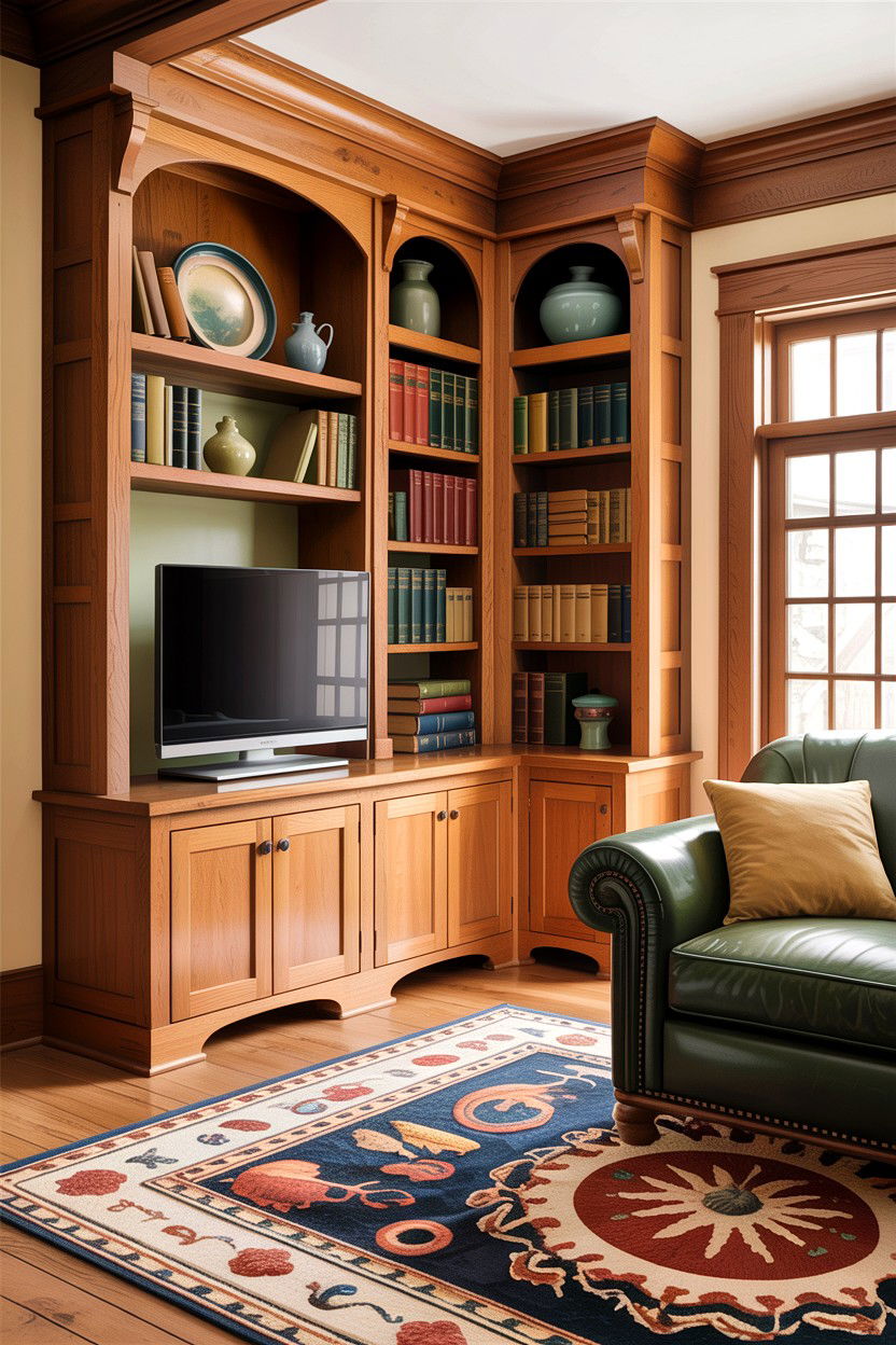 Craftsman Living Room With Built In Bookcases - 30 living room Craftsman furniture ideas