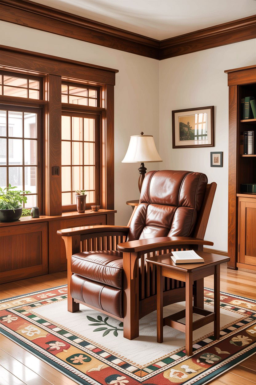 Craftsman Living Room With Mission Style Recliner - 30 living room Craftsman furniture ideas